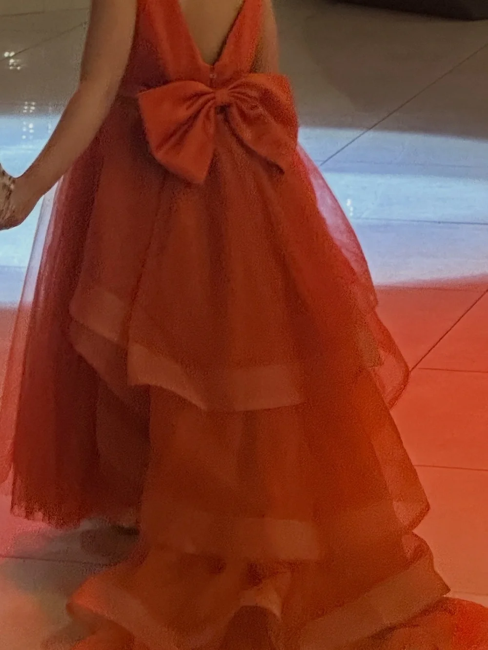 Azazie Burnt Orange Girls Pleated Tulle Ball Gown